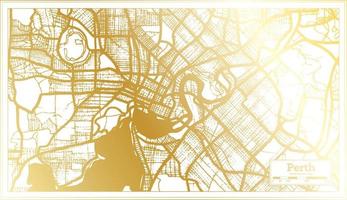 Perth Australia City Map in Retro Style in Golden Color. Outline Map. vector