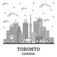 Outline Toronto Canada City Skyline with Modern Buildings Isolated on White. vector