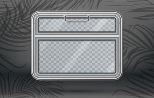 Train Window with Checkered Copy Space and Shadow from Palm Leaves. vector