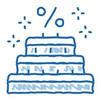 cumpleaños venta descuento doodle icono dibujado a mano ilustración vector