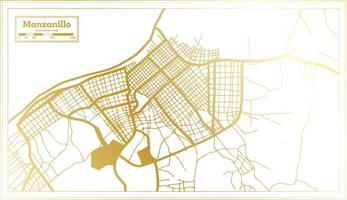 Manzanillo Cuba City Map in Retro Style in Golden Color. Outline Map. vector