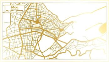 mapa de la ciudad de moa cuba en estilo retro en color dorado. esquema del mapa. vector