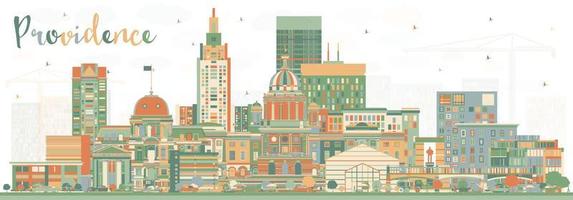 Providence Rhode Island City Skyline with Color Buildings. vector