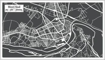 mapa de la ciudad de novi sad serbia en color blanco y negro en estilo retro. vector