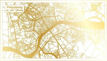 Palembang Indonesia City Map in Retro Style in Golden Color. Outline Map. vector