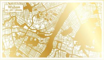 Wuhan China City Map in Retro Style in Golden Color. Outline Map. vector