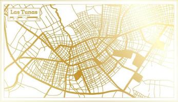 Las Tunas Cuba City Map in Retro Style in Golden Color. Outline Map. vector