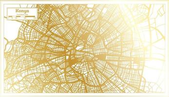 Konya Turkey City Map in Retro Style in Golden Color. Outline Map. vector