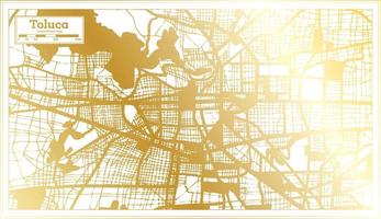 Toluca Mexico City Map in Retro Style in Golden Color. Outline Map. vector