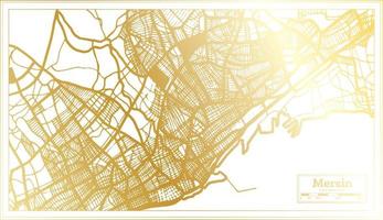 mapa de la ciudad de mersin turquía en estilo retro en color dorado. esquema del mapa. vector