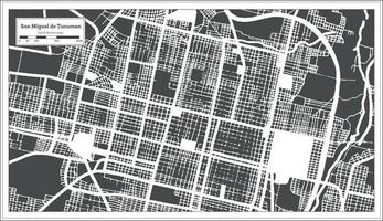 mapa de la ciudad de san miguel de tucuman argentina en color blanco y negro en estilo retro. esquema del mapa. vector