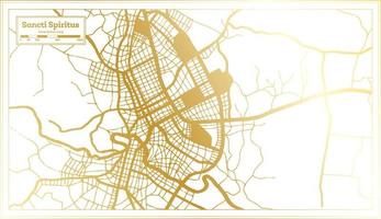 Sancti Spiritus Cuba City Map in Retro Style in Golden Color. Outline Map. vector