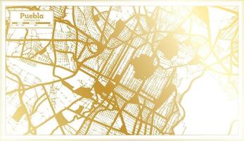 Puebla Mexico City Map in Retro Style in Golden Color. Outline Map. vector