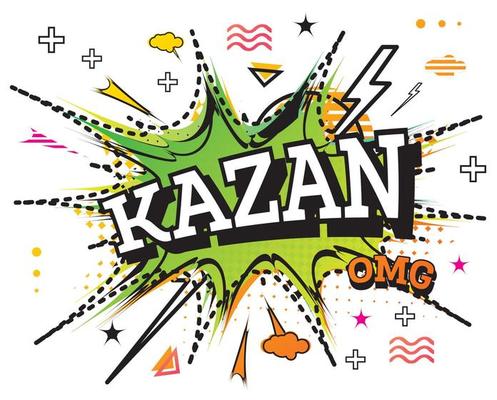 Kazan Comic Text in Pop Art Style Isolated on White Background.