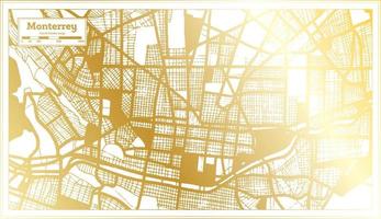 Monterrey Mexico City Map in Retro Style in Golden Color. Outline Map. vector