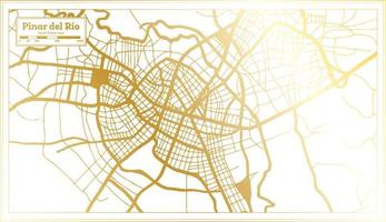 Pinar del Rio Cuba City Map in Retro Style in Golden Color. Outline Map. vector