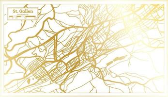 St. Gallen Switzerland City Map in Retro Style in Golden Color. Outline Map. vector