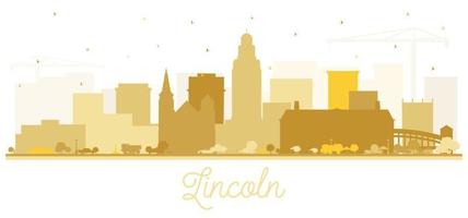 Lincoln Nebraska City Skyline Silhouette with Golden Buildings Isolated on White. vector