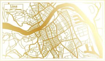 mapa de la ciudad de linz austria en estilo retro en color dorado. esquema del mapa. vector