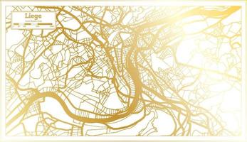 Liege Belgium City Map in Retro Style in Golden Color. Outline Map. vector