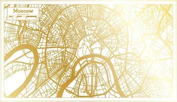 Moscow Russia City Map in Retro Style in Golden Color. Outline Map. vector