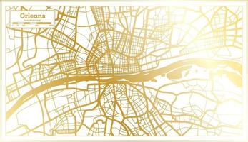 Orleans France City Map in Retro Style in Golden Color. Outline Map. vector