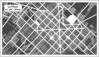 mapa de la ciudad de la plata argentina en color blanco y negro en estilo retro. esquema del mapa.