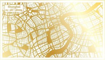 Shanghai China City Map in Retro Style in Golden Color. Outline Map. vector