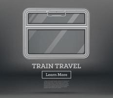 Train Travel. Tourism Concept. Empty Train Window with Handle on Gray Background. View From Inside of Train. vector