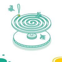 Mosquito Coil with Mosquitoes Isolated on White Background. vector