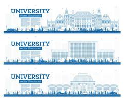Outline University Campus Set. Study Banners. vector