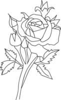 arte vectorial rosa, boceto de contorno rosas rojas flor libro para colorear ilustración vectorial dibujada a mano artísticamente grabado tinta arte flor flores aisladas en imágenes prediseñadas de fondo blanco. vector