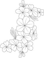 Easy flower coloring pages, wildflowers flower drawing for kids, antistress coloring book, hand-drawn spring natural elements. vector