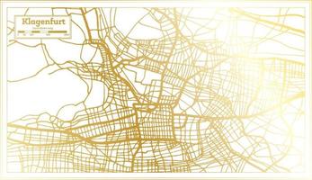 mapa de la ciudad de klagenfurt austria en estilo retro en color dorado. esquema del mapa. vector