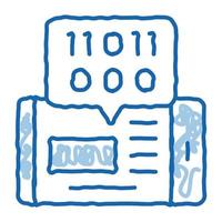 phone app binary code doodle icon hand drawn illustration vector