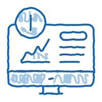analytics infographic on computer screen doodle icon hand drawn illustration vector