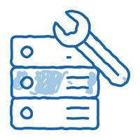 data center server repair doodle icon hand drawn illustration vector