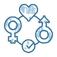 gender tolerance doodle icon hand drawn illustration vector