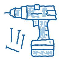 screwdriver equipment doodle icon hand drawn illustration vector