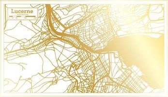 Lucerne Switzerland City Map in Retro Style in Golden Color. Outline Map. vector