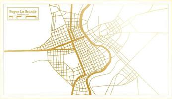 Sagua La Grande Cuba City Map in Retro Style in Golden Color. Outline Map. vector