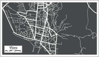mapa de la ciudad de vlora albania en color blanco y negro en estilo retro. esquema del mapa. vector