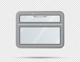 Train Window with Handle Isolated on Checkered Background. Realistic View From Inside of Train. vector