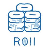 sushi roll plato doodle icono dibujado a mano ilustración vector