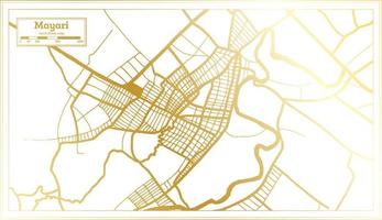 Mayari Cuba City Map in Retro Style in Golden Color. Outline Map. vector