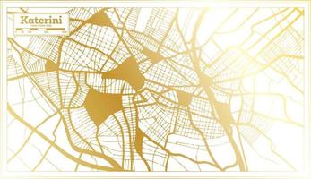 Katerini Greece City Map in Retro Style in Golden Color. Outline Map. vector