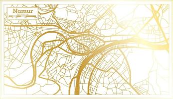 mapa de la ciudad de namur bélgica en estilo retro en color dorado. esquema del mapa. vector