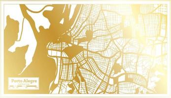 Porto Alegre Brazil City Map in Retro Style in Golden Color. Outline Map. vector