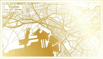 Toulon France City Map in Retro Style in Golden Color. Outline Map. vector