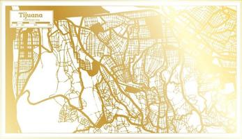 Tijuana Mexico City Map in Retro Style in Golden Color. Outline Map. vector